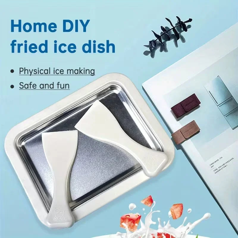 Household Ice Cream Maker Pan with 1 Scraper Instant Rolled Ice Cream Maker DIY Sorbet Frozen Yogurt Maker Ice Stir Fry Machine Oasis Select