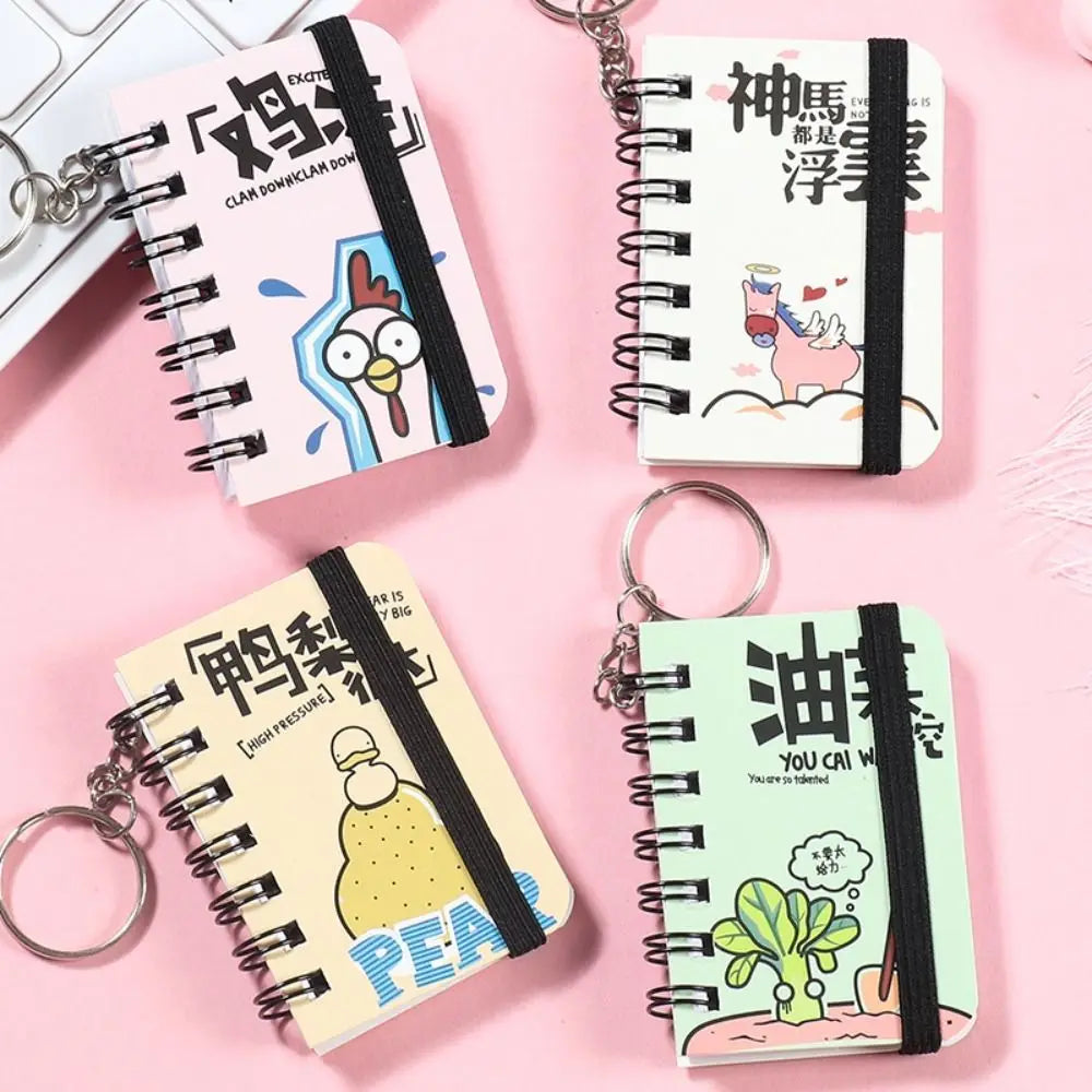 Journal Planner Notebook Keychain Small Book Hanging Mini Notebook Pocket Random Pattern Keychain with Notepad Student Class Oasis Select Hanzi 1pc