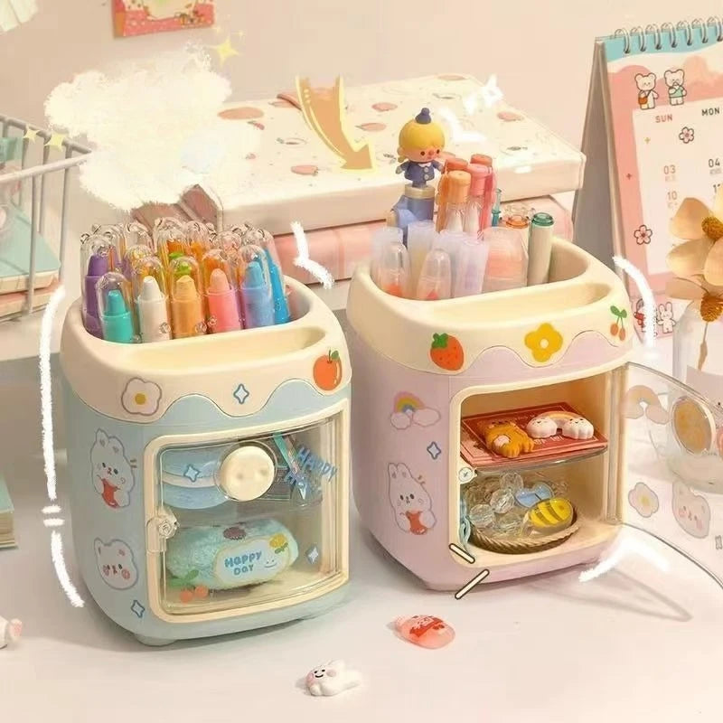 Cute cute pig pen holder student large-capacity desktop storage bucket girl children's stationery storage container wholesale Oasis Select