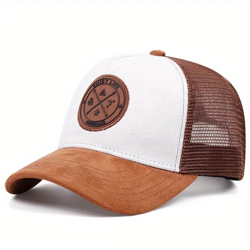 Summer Mesh Baseball Cap Women Men ENJOY LIFE Letter Patch Snapback Hat Casual Breathable Unisex Street Hip Hop Trucker Caps Oasis Select Brown White