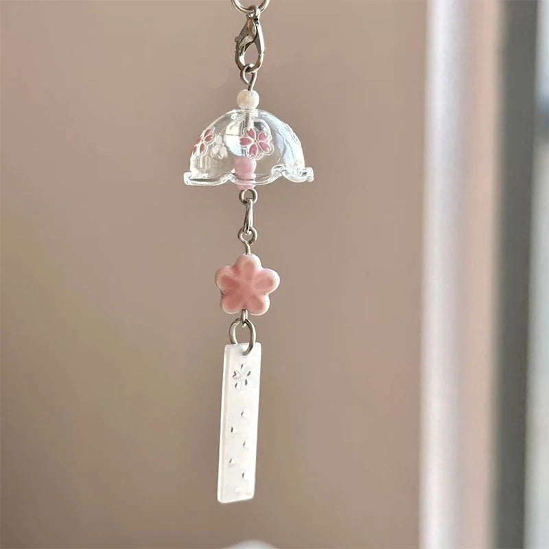 Transparent Keychain Cute Wind Chime Pendant Keyring Mobile Phone Lanyard Kawaii Bag Decorative Accessories Home Decorations Oasis Select A8