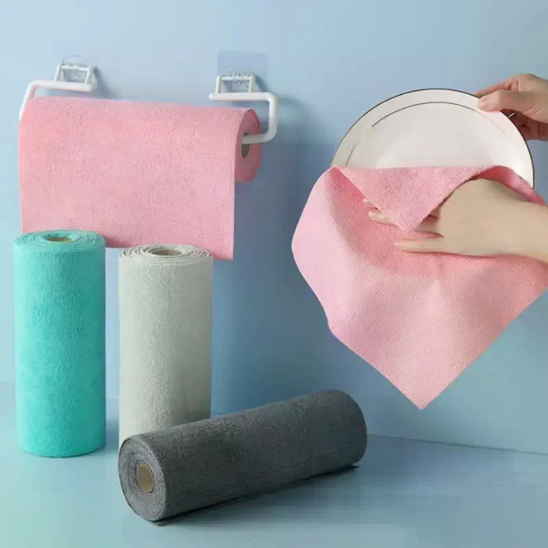Reusable Lint-Free Microfiber Cleaning Cloths, Super Absorbent Towels, Quick-Dry Kitchen Towels, 1 Roll, 20Pcs Oasis Select