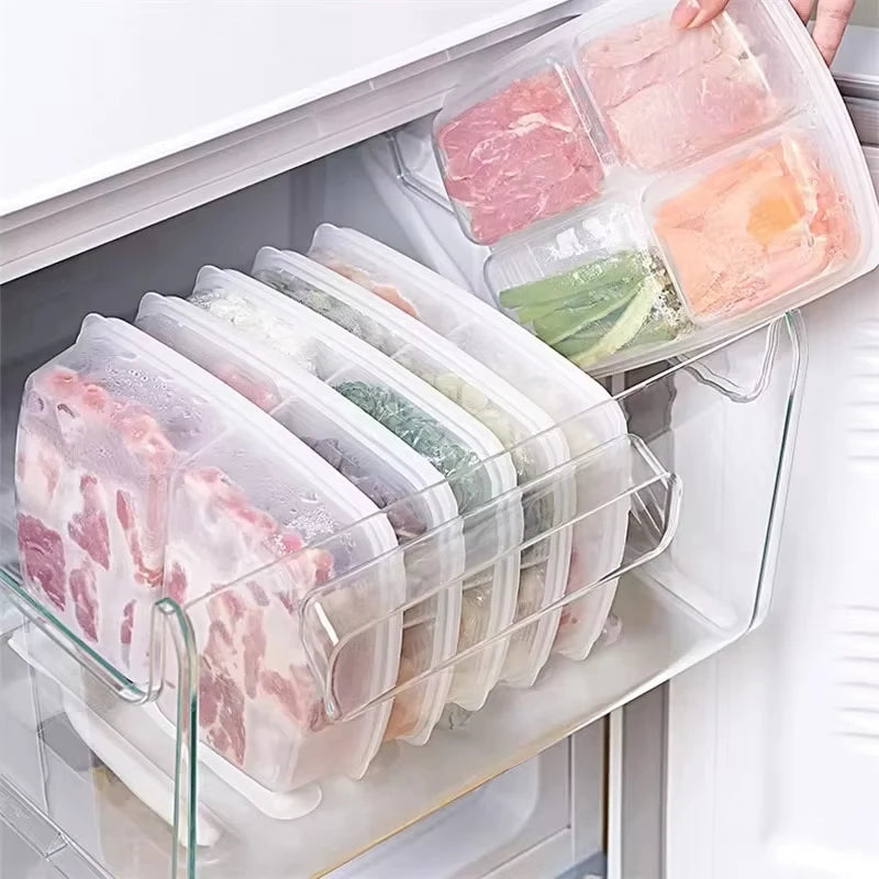 4-Compartment Fridge Food Storage Box with Lid | Freezer Safe Food Storage Container Oasis Select
