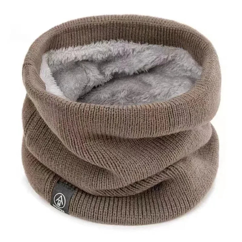 Warm Knitted Scarf Thickened Plush Windproof Winter Neck Gaiter Cold Weather Outdoor Sport Ski Running Men Women Tube Scarf Oasis Select Khaki