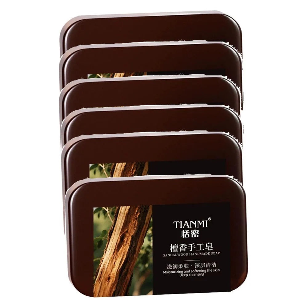 Men's Sandalwood Handmade Soap, three-in-one, Cleansing Soap cleanses face, hair, bathes the whole body, moisturizes1/3/6PCS Oasis Select 6PCS