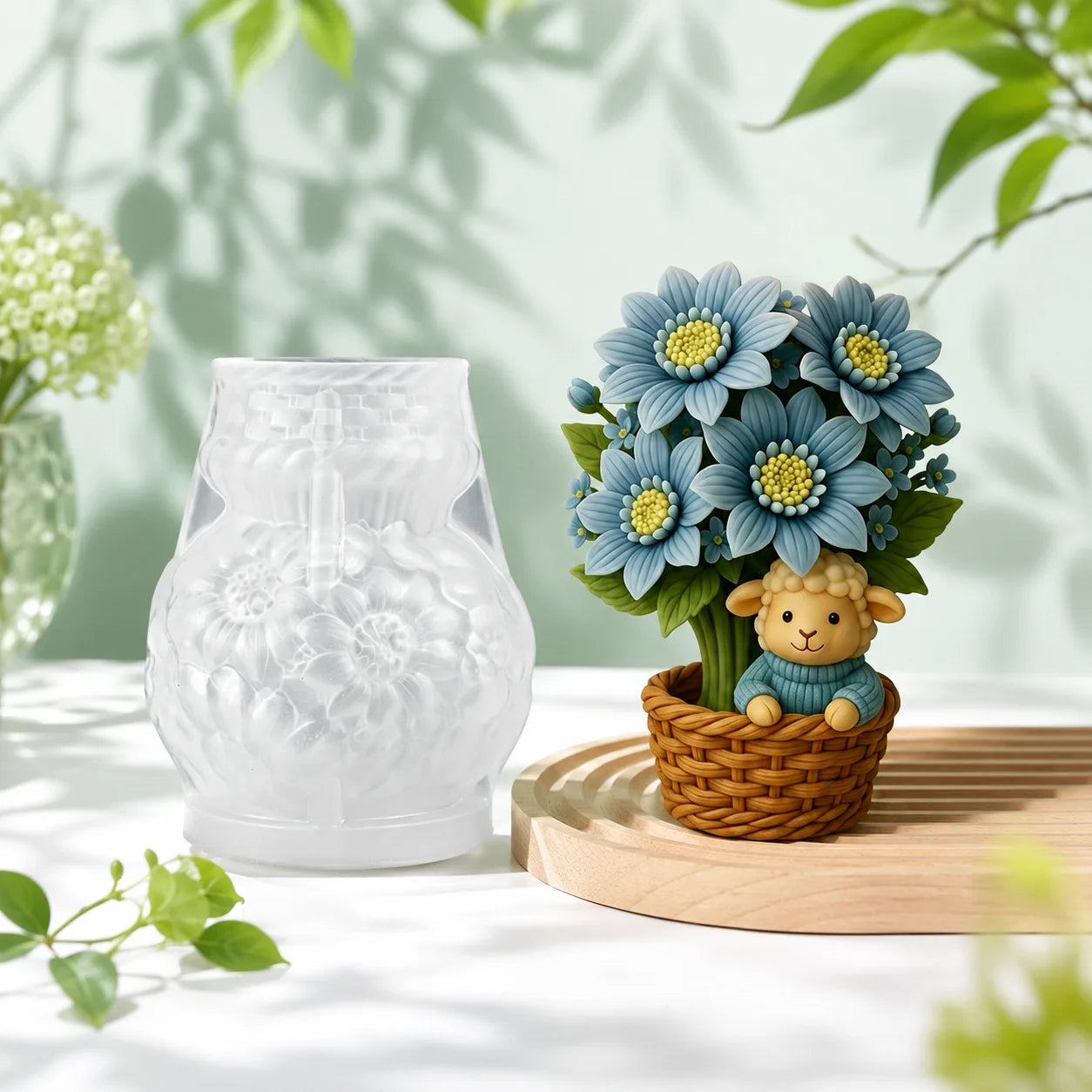 3D Sheep Flower Basket Silicone Candle Mold – DIY Craft