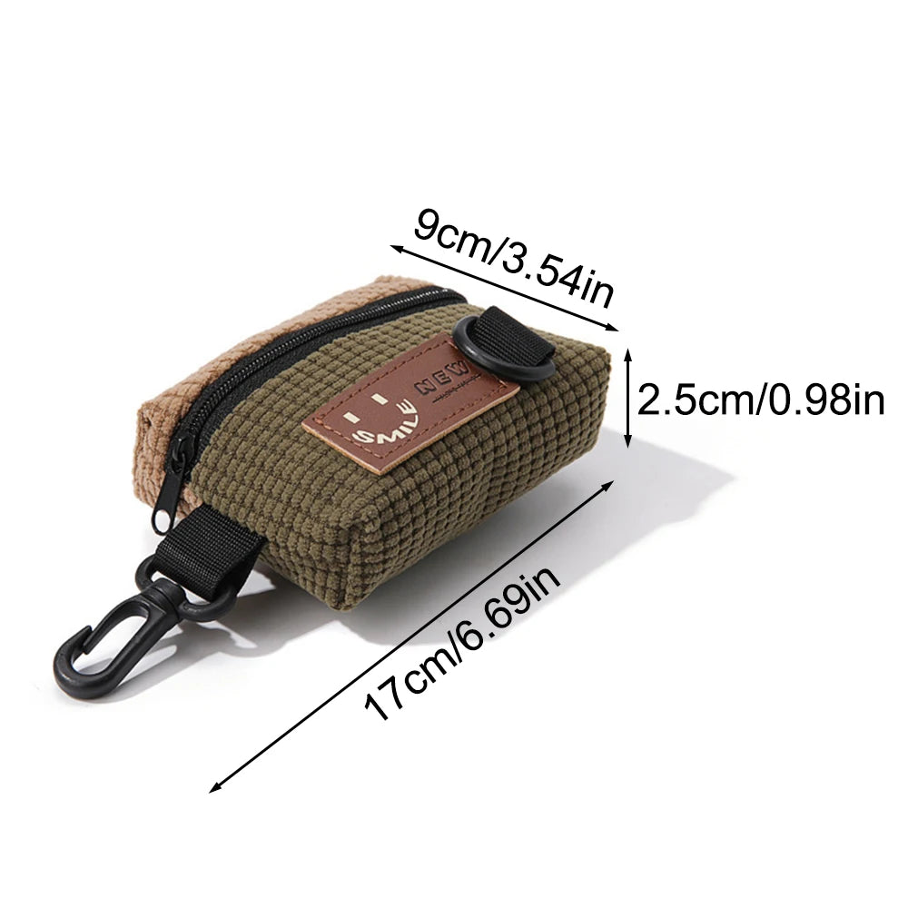 Mini Corduroy Zippered Pouch for Keys, Earbuds & Coins