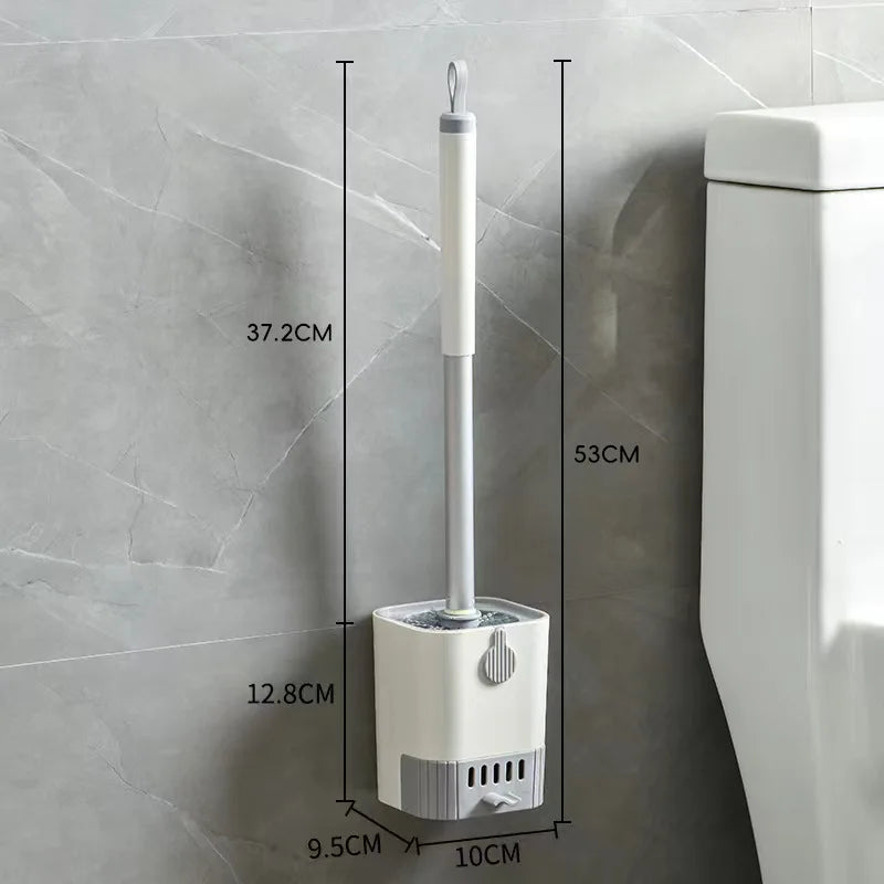 Toilet Cleaning Brush Without Dead Ends Plastic Wall Mounted Toilet Brush Bathroom Accessories Punch Free Cleaning Tool Oasis Select white
