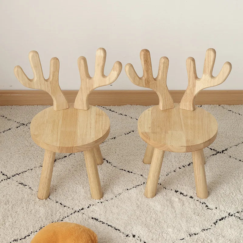Solid wood chair Home backrest stool Simple small wooden stool Living room wooden stool Log bench Small stool Low stool Oasis Select deer stool
