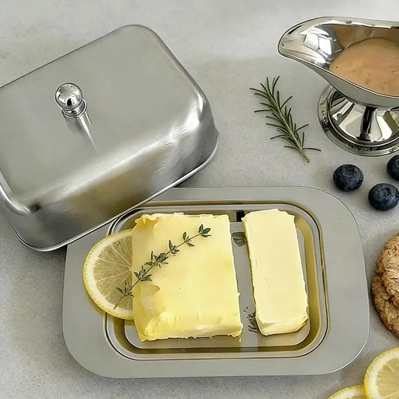 1pcs Butter Cheese Storage Box Butter Cutter Box With Lid And Knife Countertop Butter Keeper For Refrigerator Kitchen Oasis Select
