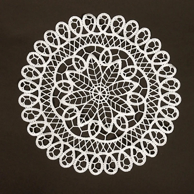20cm Cotton Crochet Table Placemat French Embroidered Lace Coaster Cloth Coffee Mug Dining Mat Pad Wedding Banquet Home Decor Oasis Select Style 9