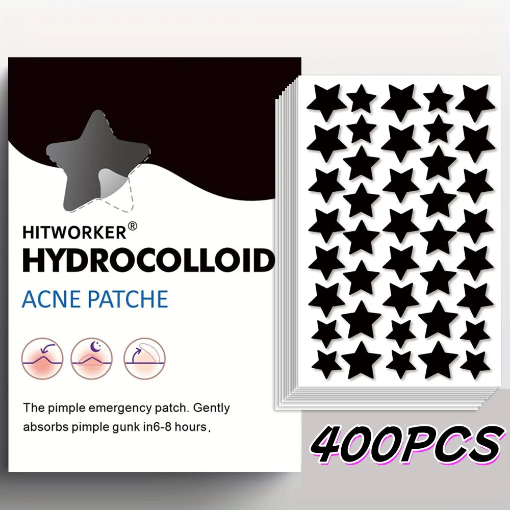 200/400pcs Black Star Hydrocolloid Acne Patch Fashion Ultrathin Breathable Acne Covering Hydrocolloid Patch Beauty Acne Patch Oasis Select 400PCS