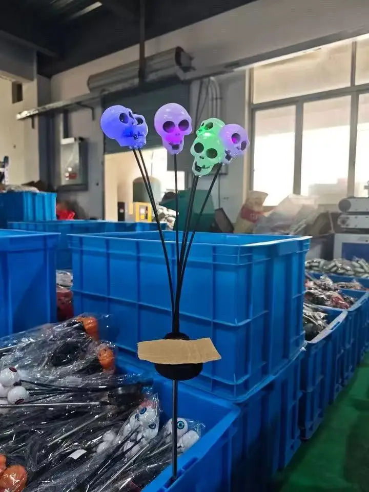 LED Pumpkin Light Solar Energy Outdoor Eyeball Light Halloween Lighting Christmas Decorative Layout Courtyard Lawn Light Oasis Select Skull head green