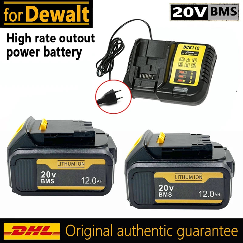 [Battery + Charger Set] 18-20V 6.0Ah/8.0Ah/12.0Ah Lithium Battery for DEWALT 20V MAX XR, DCB207 DCB205 DCB206, Oasis Select