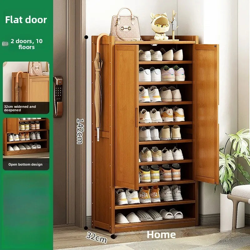 Durable Shoe Cabinet, Nanzhu Shoe Rack At The Entrance Of The Home, Storage Artifact, Space-saving And Dust-proof Entry Oasis Select 2 doors-10