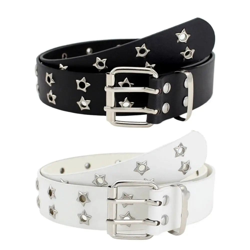 Y2K Punk Rivet Star Belt – Gothic PU Waistband for Jeans & Skirts