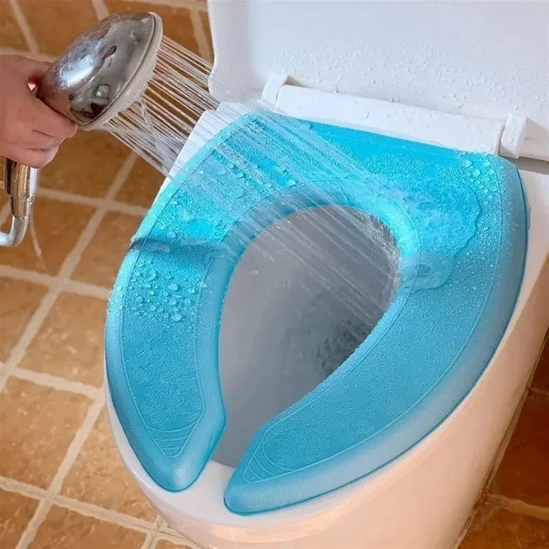 Waterproof Toilet Seat Cover Washable Sticker Foam Portable Silicone Toilet Lid Cover Cup Covers Bathroom Accessories Oasis Select