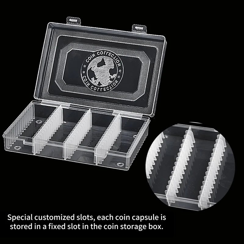 41mm Transparent 60 Coin Holder Round Coin Capsule Storage Container for Collectibles Medals Collection Organizer Supplies Oasis Select