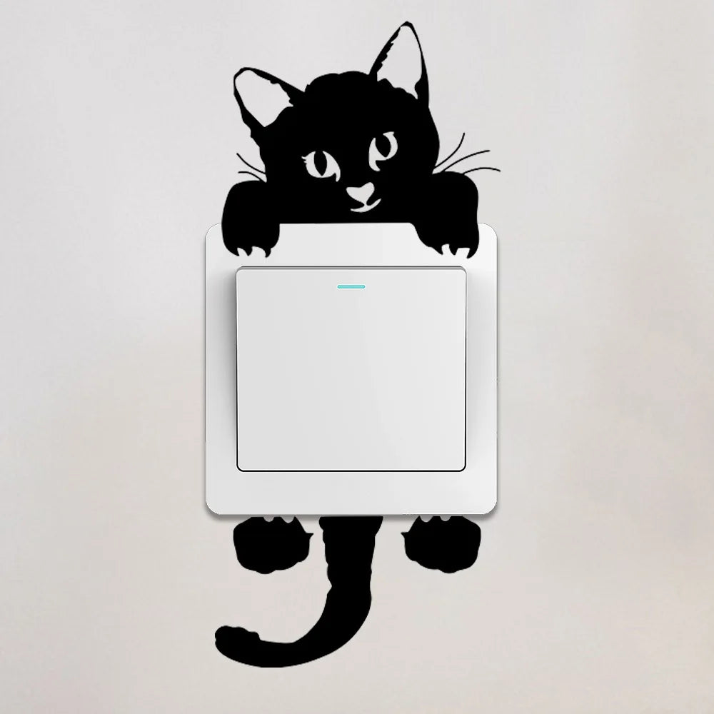 Funny Kitten Child Bedroom Switch Cover Room Decor on-off Sticker Cute Switch Outlet Wall Stickers on Wall Mural Art Hot Sale Oasis Select
