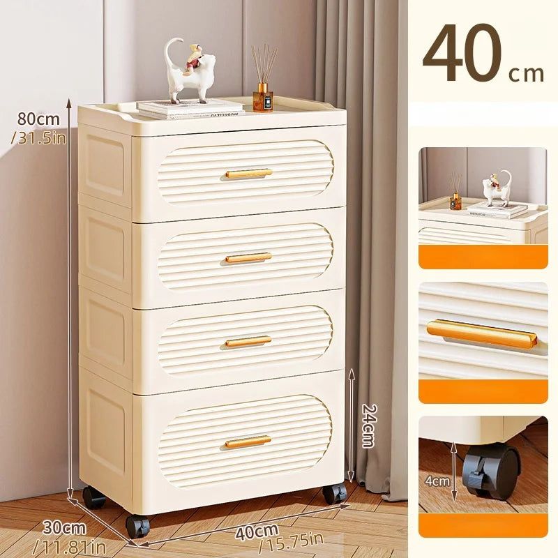 15.75 Inch Multifunctional Drawer Storage Cabinet,3-6 Tier Rolling Mobile Organizer,Large Capacity for Snacks/Clothes/Books Oasis Select 4 layers-heightened