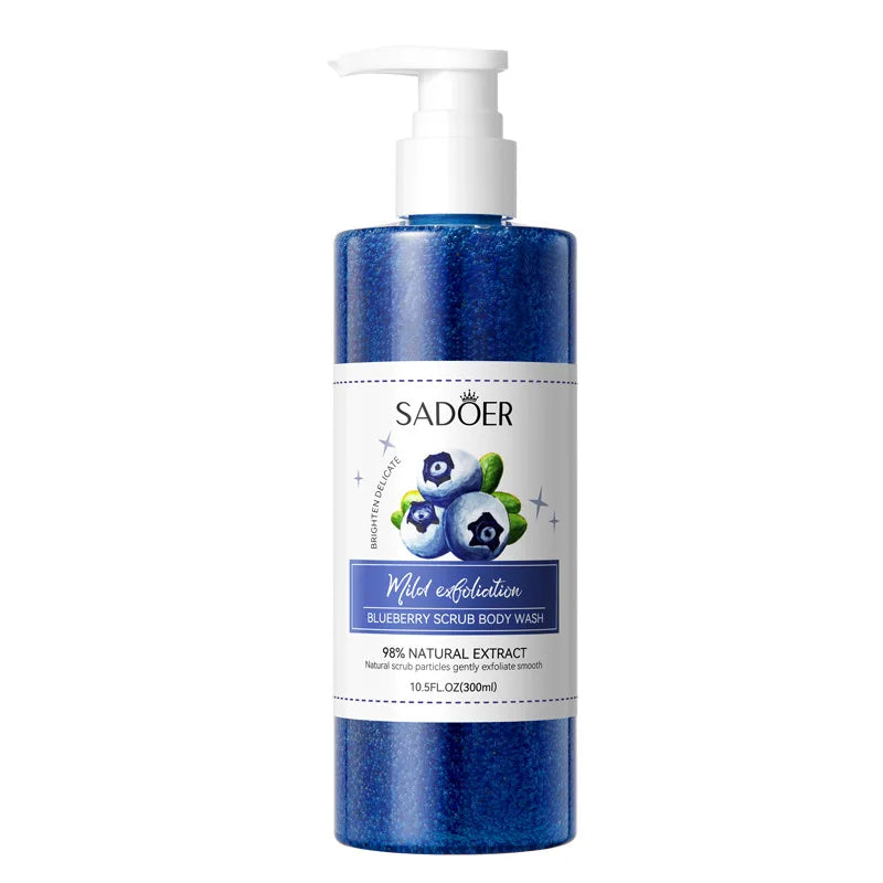 SADOER Blueberry Exfoliating Shower Gel 300ml | Brighten Skin Exfoliating Shower Gel Oasis Select Blue 300ml