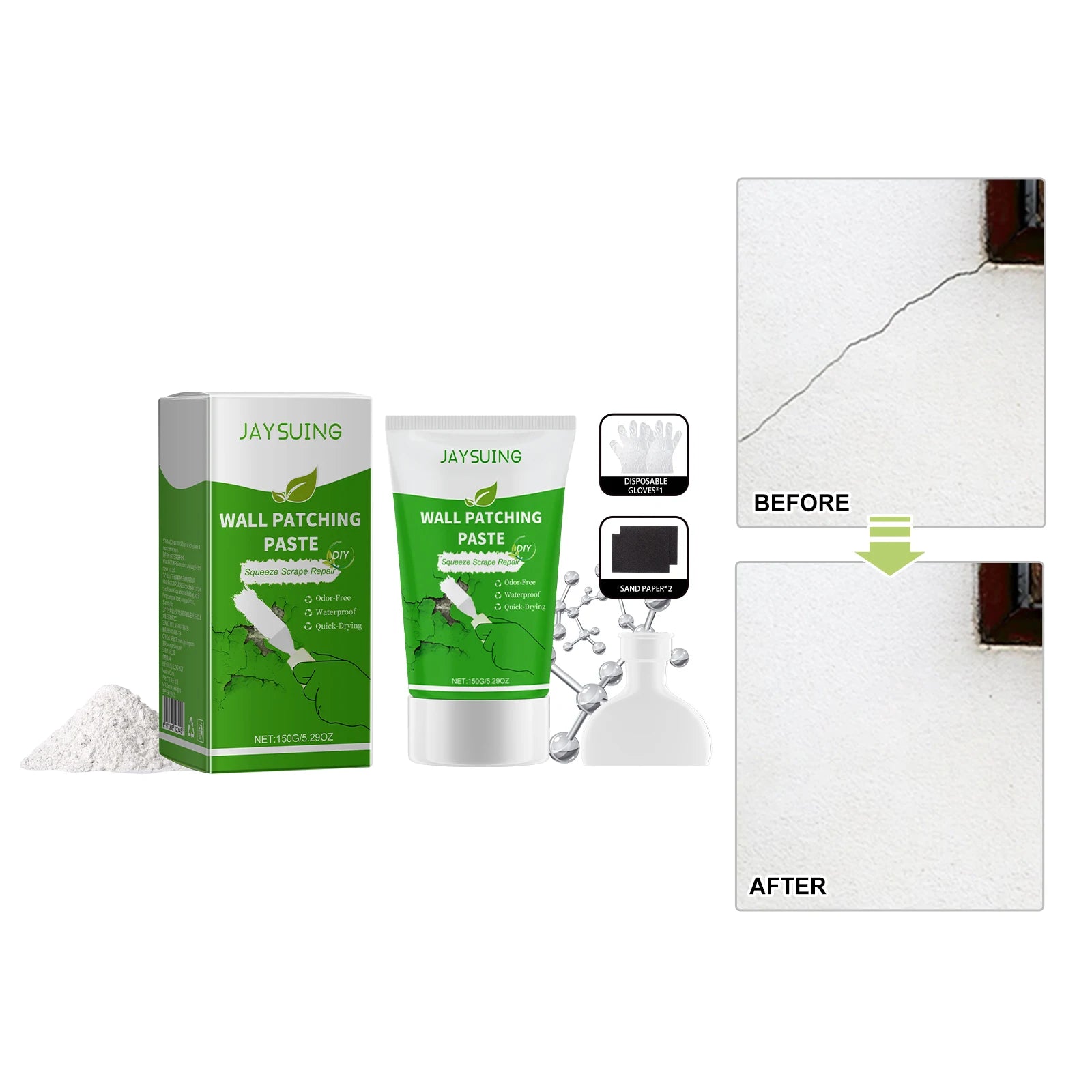Jaysuing Wall Patching Paste Wall Hole Wall Cracking Nail Hole Repair Wall Paint White Household Repair Cracks Scratches Stains Oasis Select