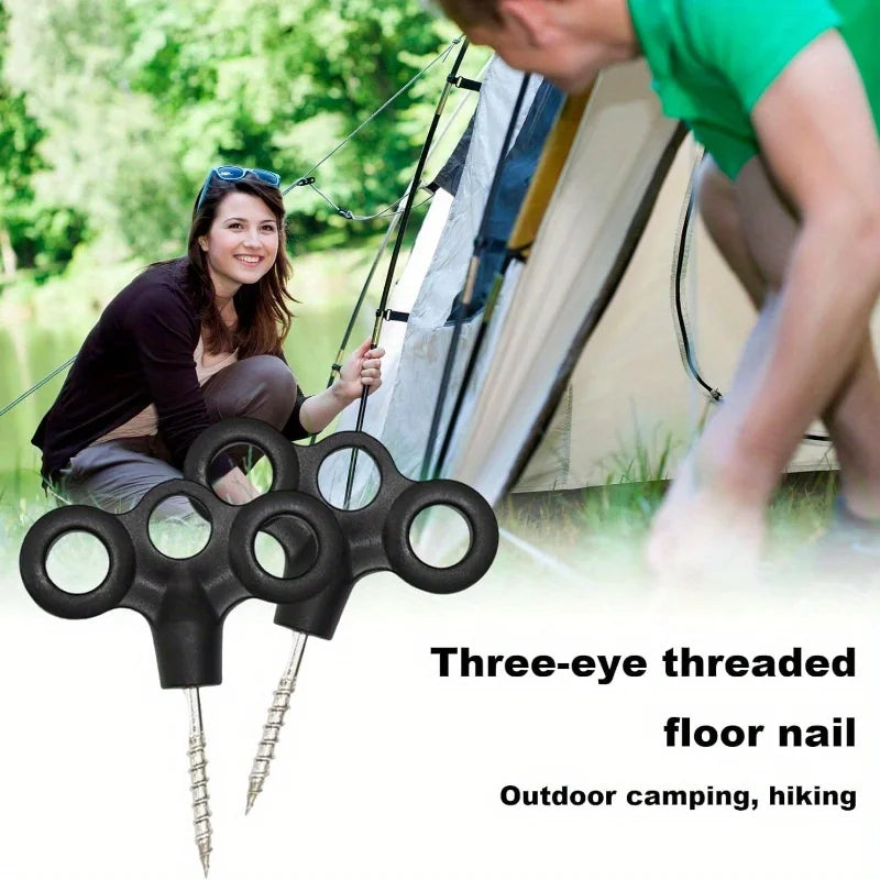10PCS Camping Deck Nail Tent Pegs Screw Nail , Lightweight Windproof Rope Fixing Nail, Hiking Campsite Supplies Oasis Select