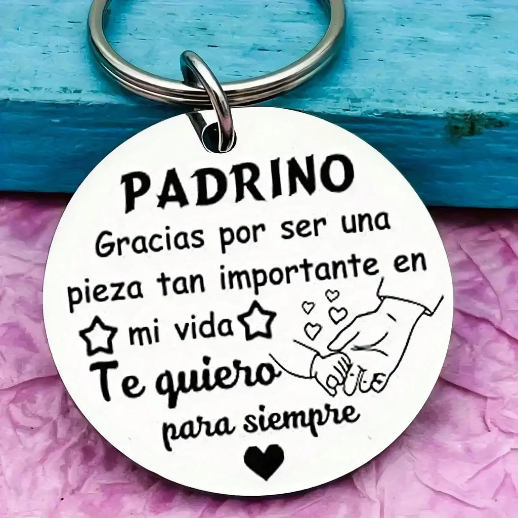 Stainless Steel Keychain,Godmother And Godfather Key Ring Gift,Funny Creative Key Chain With Key Buckle,Christmas Gift,Christmas Oasis Select