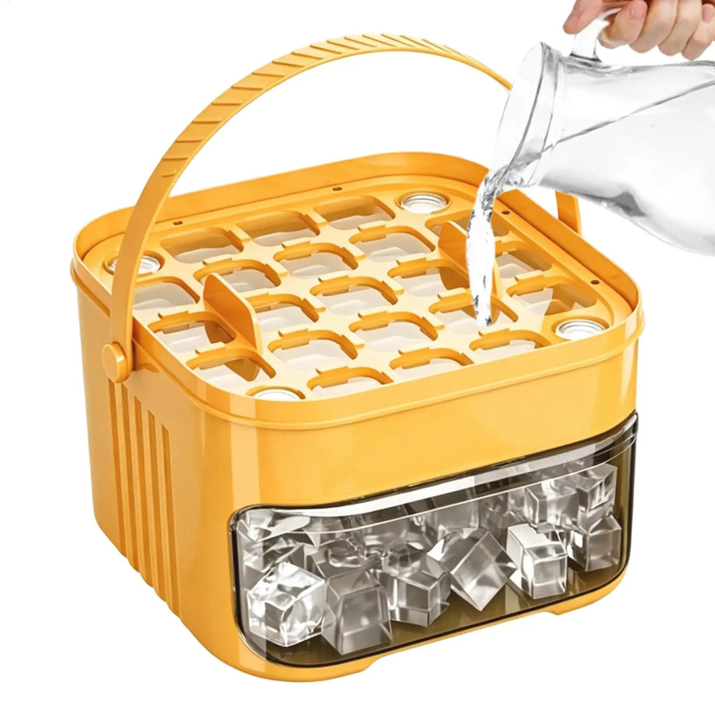 Double Layer Ice Cube Tray with Lid, Bin & Pull-Out Drawer