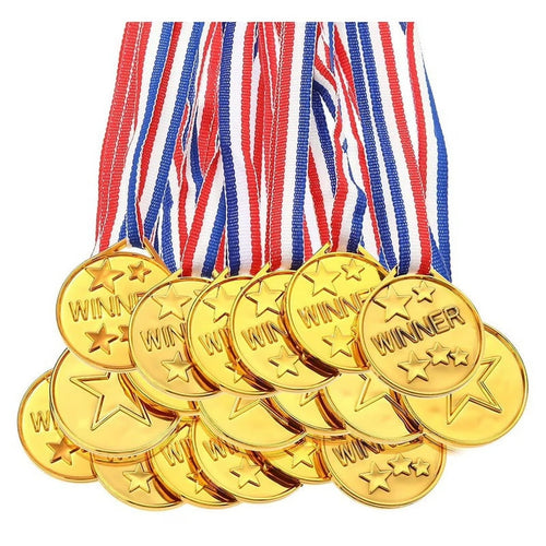 30Pcs Plastic Gold Winners Medals Trophy Children Game Sports Prize Awards Toys For Kids Birthday Party Favors Pinata Fillers Oasis Select 30pcs