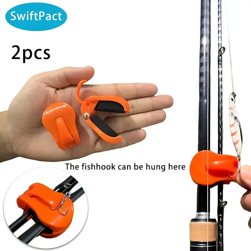 2/4pcs Quick-Attach Fishing Rod Clip - Tool-Free 1-Hand Holder for 2-Piece Freshwater Rods, Secure Grip Tackle Organizer Oasis Select 2pcs Orange
