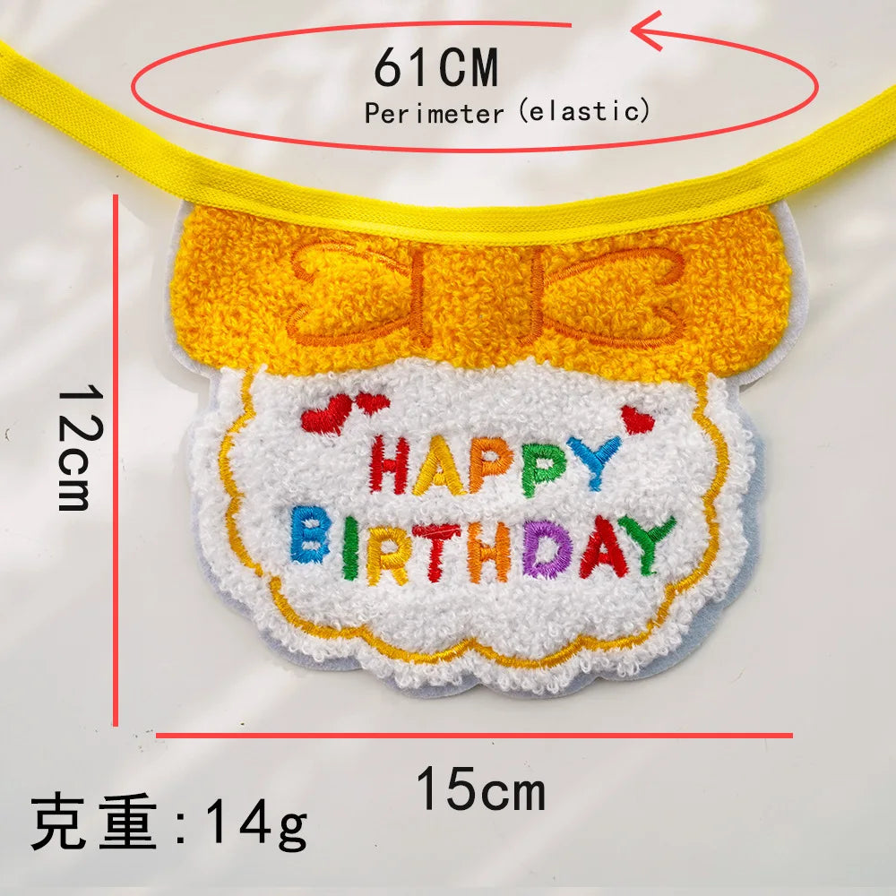 Pet Dog Cat Birthday Dress Bib Party Supplies Saliva Towel Felt Hat