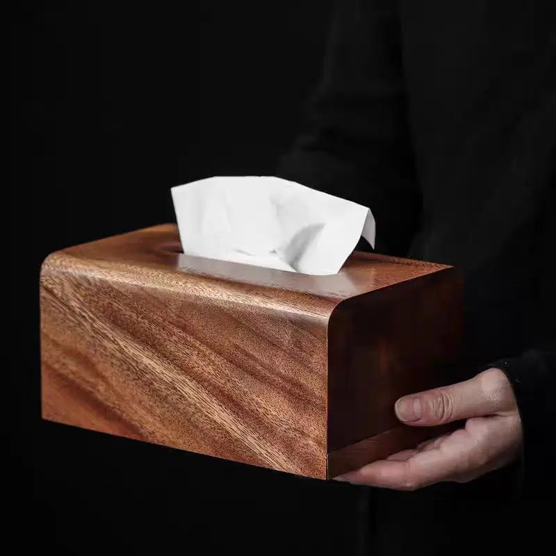 Retro Walnut Paper Towel Box Simple Solid Wood Paper Box Domestic Chinese Paper Towel Storage Box Oasis Select