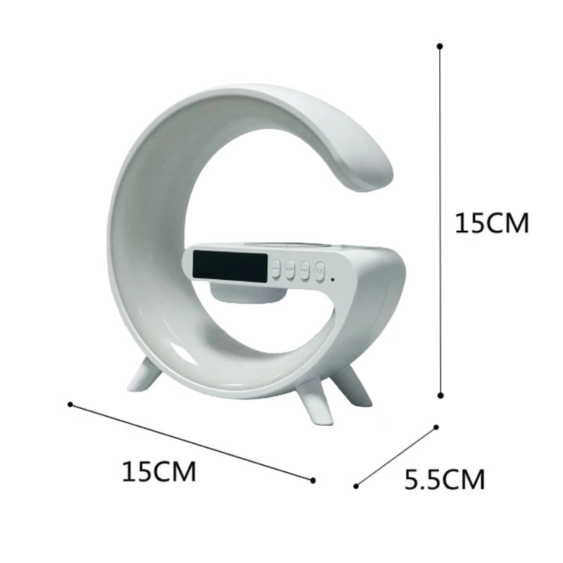 Small RGB Wireless Charger Smart Wireless Bluetooth Speakers Sunrise Alarm Clock & Wake Up Light 15W Fast Charging Dock Station Oasis Select