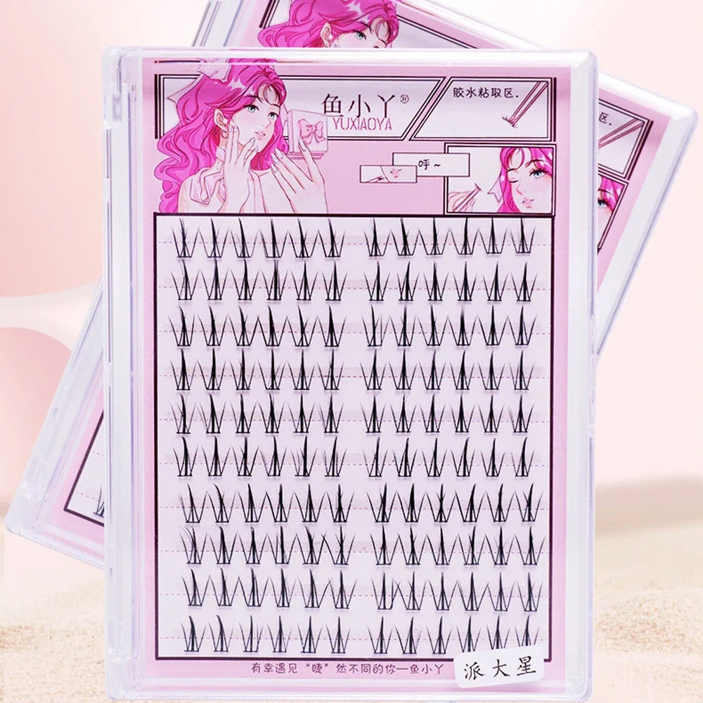 Manga Style Segmented Lash Clusters, Large Capacity Black Stem Individual False Eyelashes, Natural Daily Eye Makeup Oasis Select