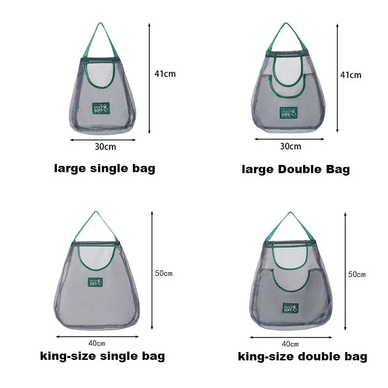 Washable Hanging Mesh Produce Sack Reusable Kitchen Hanging Organizer Lightweight Veggie Storage Pouch for Ginger FreshFarm Food Oasis Select