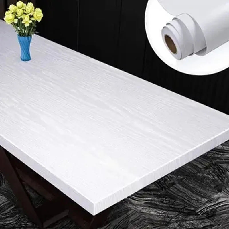 45cm White Wood Grain Wall Sticker Waterproof and Oil Resistant Kitchen Furniture Decoration Wall Table Cabinet Self-Adhesive Oasis Select