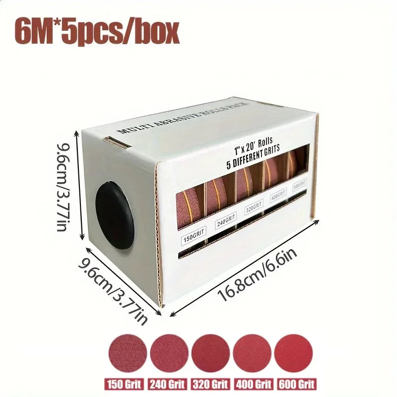 Sandpaper Roll 6M x 25cm Emery Cloth Grit 80 to 600 Abrasive Sandpaper Roll Oasis Select 5 Rolls (P150-600)