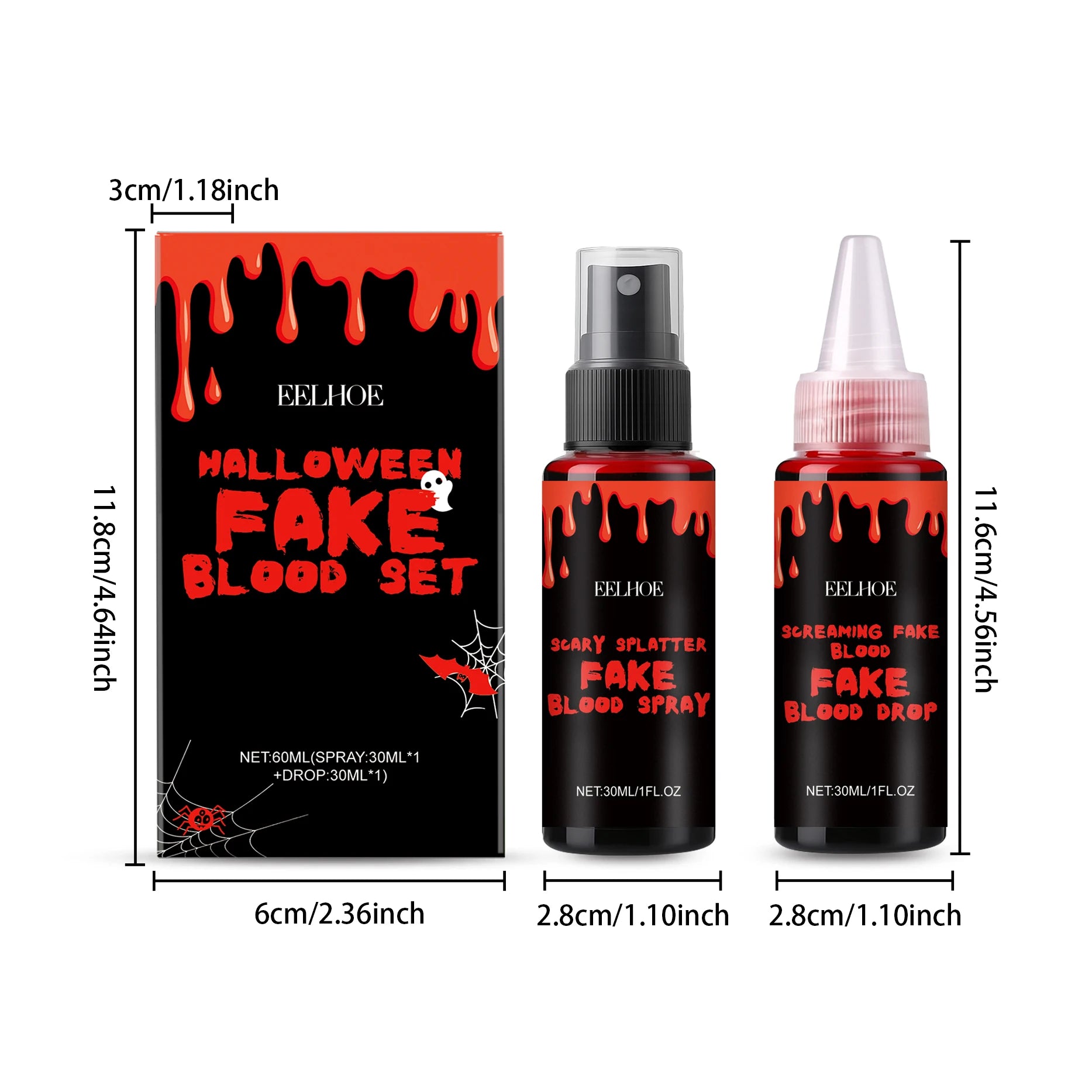 Eelhoe Halloween Fake Blood Set – Drip & Spray SFX Makeup SFX Halloween Makeup Oasis Select 1 Set