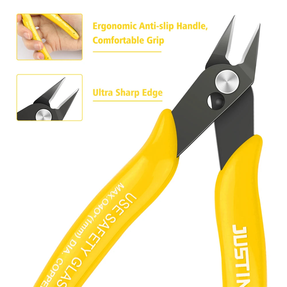 170 Wire Cutter DIY Trimmer Diagonal Side Cutting Cable Nippers Yellow Pliers Hand Mini Snips Flush Nipper Trimmer Hand Tools Oasis Select