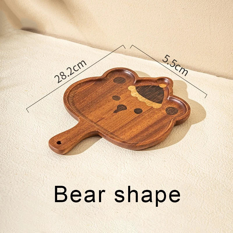 Wooden Cartoon Kids Tray with Handle – Bear & Rabbit Design Kids Wooden Tray Oasis Select Bear 11 Inches