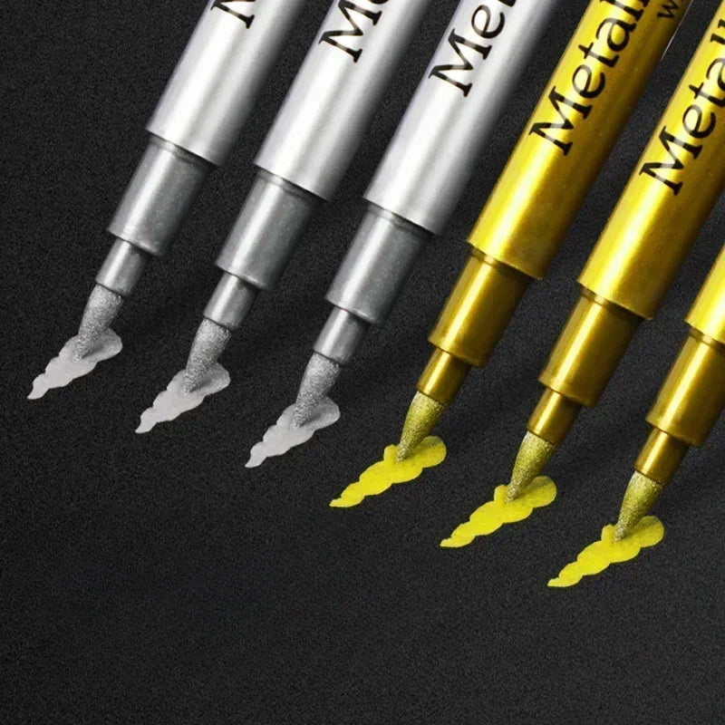 Gold Silver Metallic Permanent Markers Waterproof Paint Pens For Rock Mug Ceramic And Glass DIY Art Creation Supplies Oasis Select