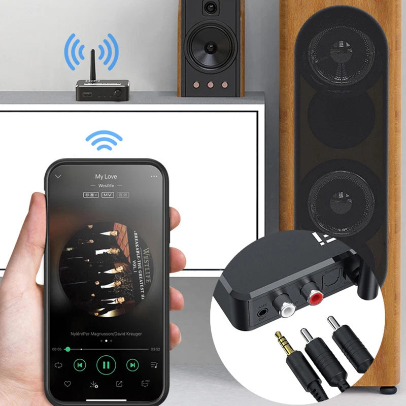 DAC Bluetooth 5.1 Audio Receiver Digital to Analog Converter 3.5mm AUX RCA L/R U-Disk Optical Stereo Hifi 2 in1 Wireless Adadper Oasis Select