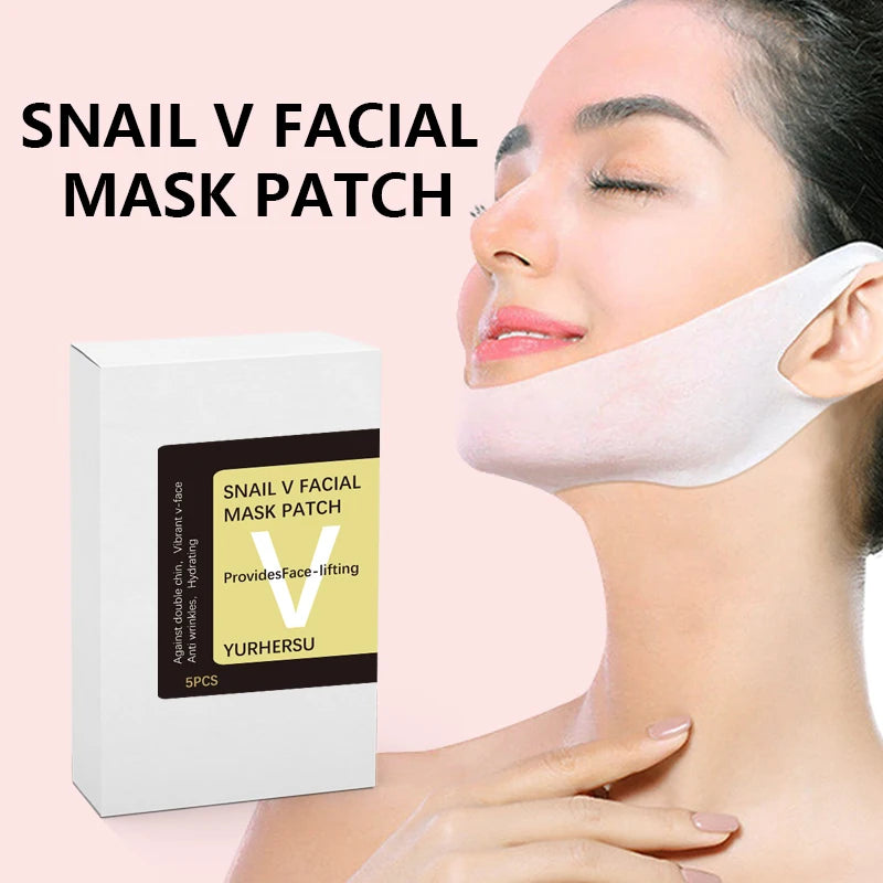 YURHERSU Snail V-Lift Facial Mask – Moisturizing, 5 Pcs Facial Sheet Mask Oasis Select Default Title