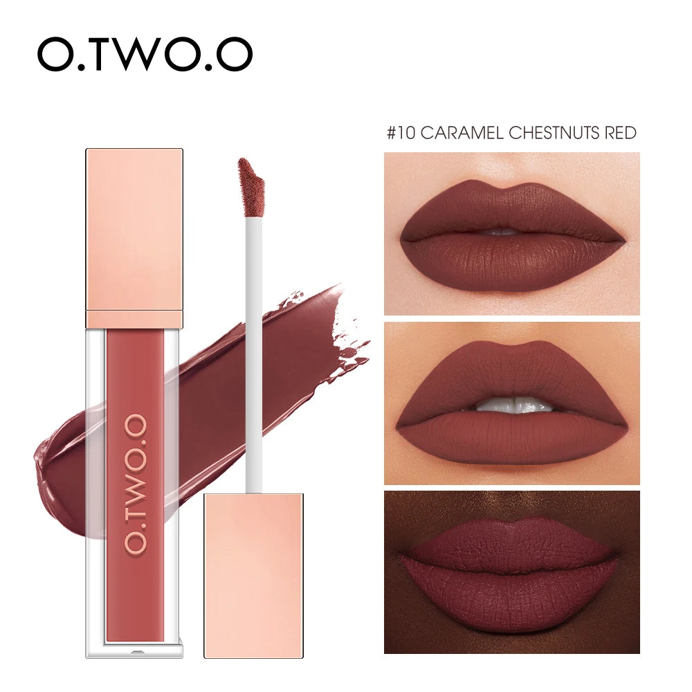 O.TWO.O Velvet Matte Liquid Lipstick – 12 Shades Waterproof