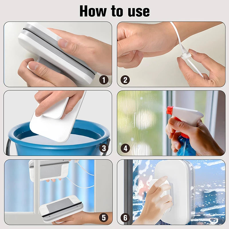 1pc Adjustable Magnetic Window Wiper, Efficient Glass Cleaning Tool for High Rise & Car Glazed Windows Durable Glass Wiper Brush Oasis Select