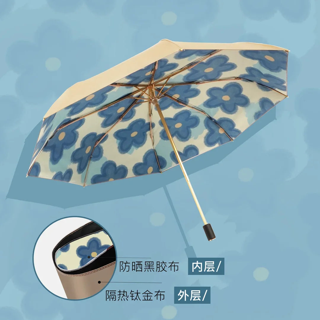 Dual Purpose UV Protection Umbrella Folding Sun Protection Umbrella Upf50+ Double Retro Sunshade Oasis Select J