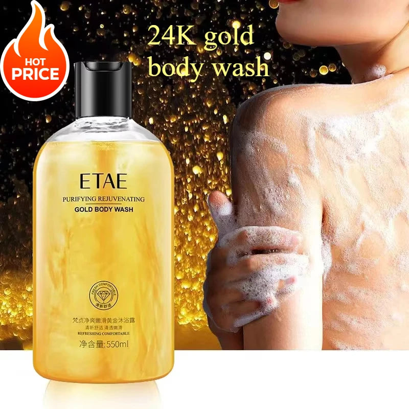 550ml 24K Gold Shower Gel Deep Clean Long Lasting Fragrance Bath Foam Body Wash Moisture Body Cleansers Oasis Select Whitening