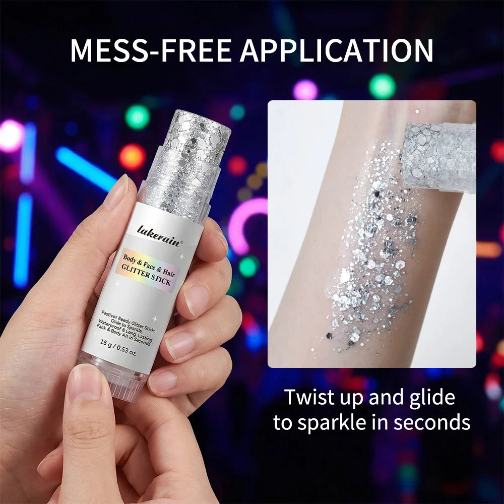 Glitter Gel Stick Highlighter – Pearl White & Pink Eyeshadow