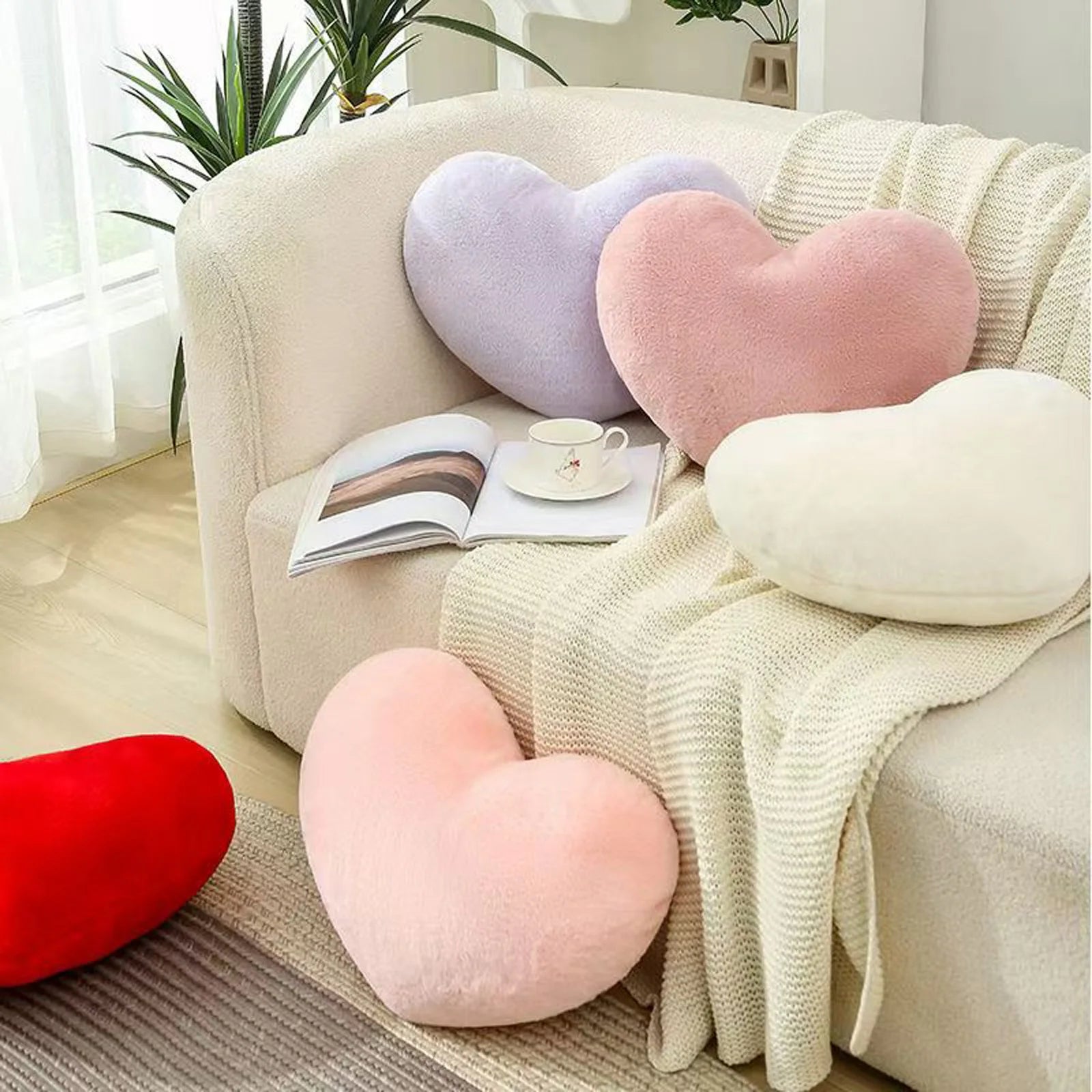 Cute Heart Shaped Pillow Soft Plush Throw Pillows Living Room Decor Valentines Day Wedding Gifts Love Pillow Heart Sofa Cushion Oasis Select